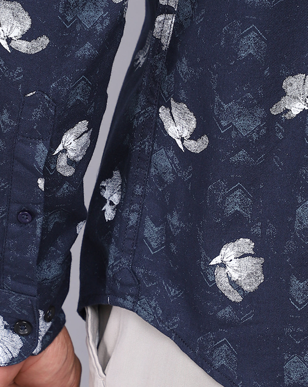 Printed Smart Casual Shirt-Deep Blue