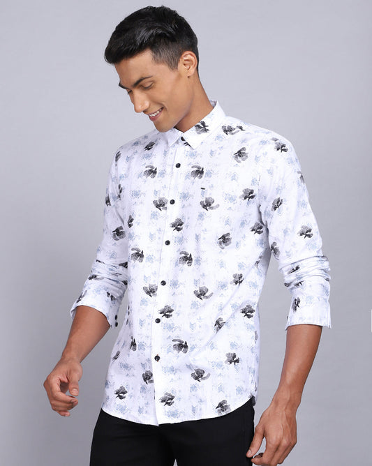 Printed Smart Casual Shirt-Snow White