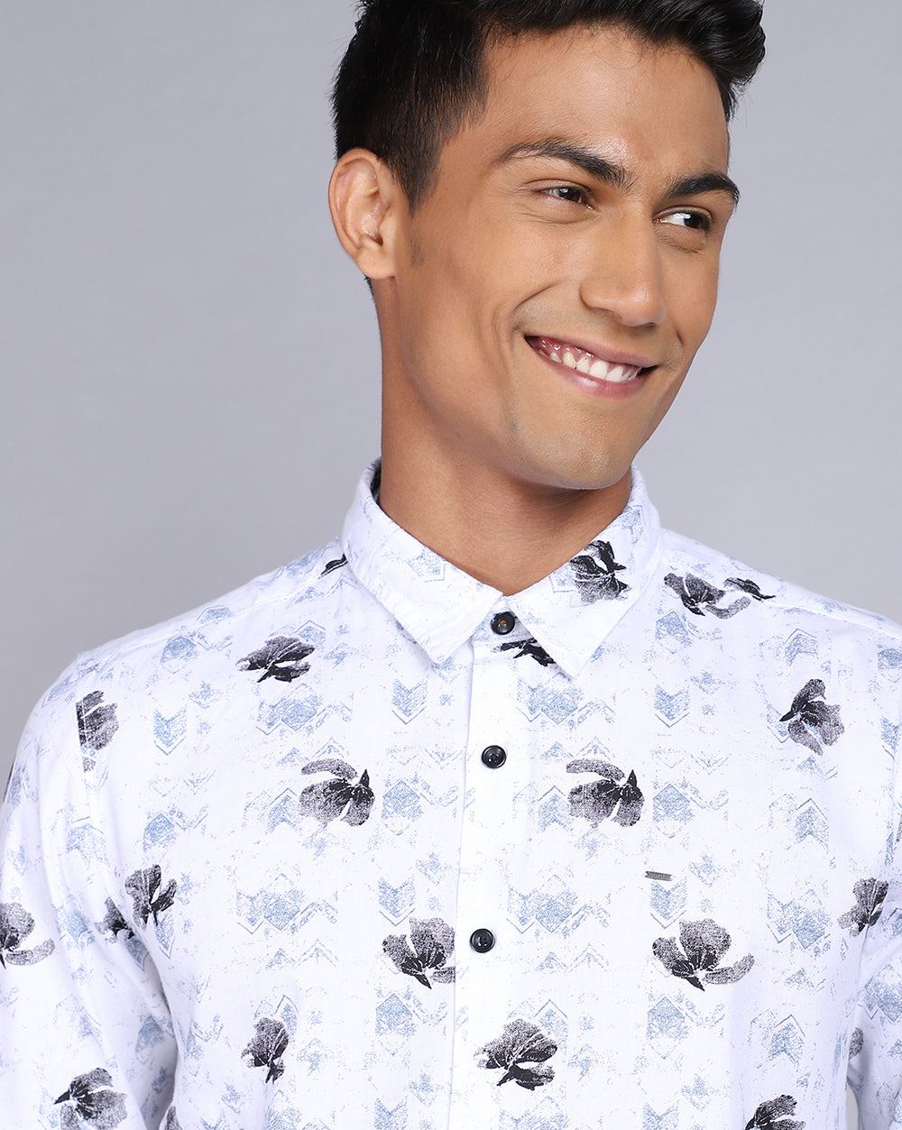 Printed Smart Casual Shirt-Snow White