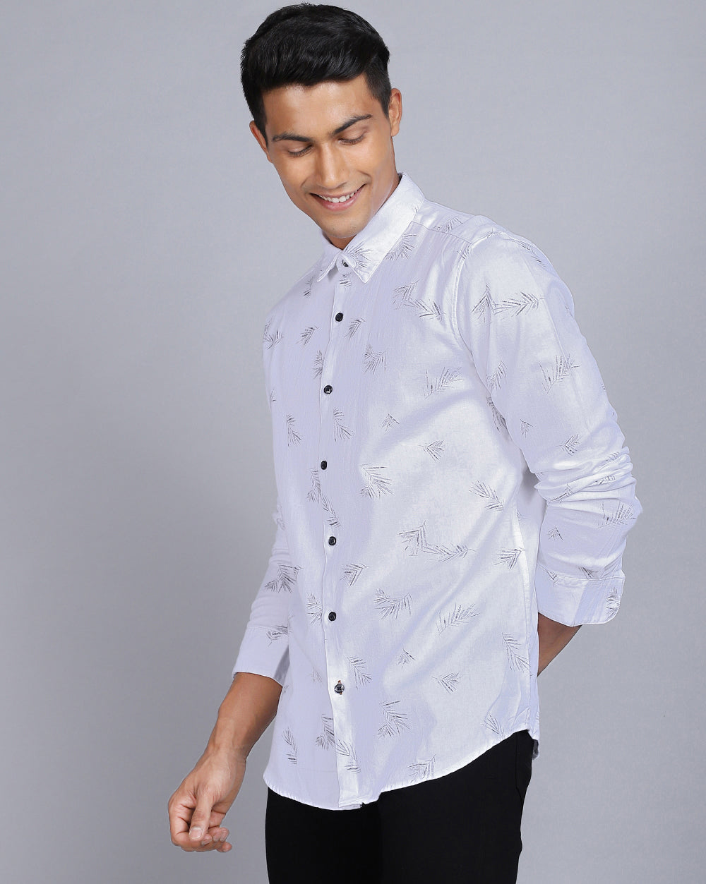 Printed Smart Casual Shirt-White