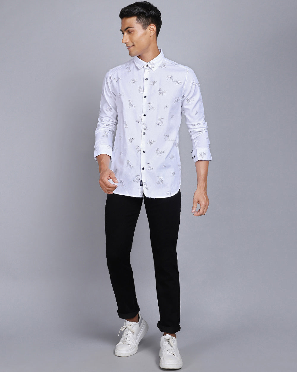 Printed Smart Casual Shirt-White