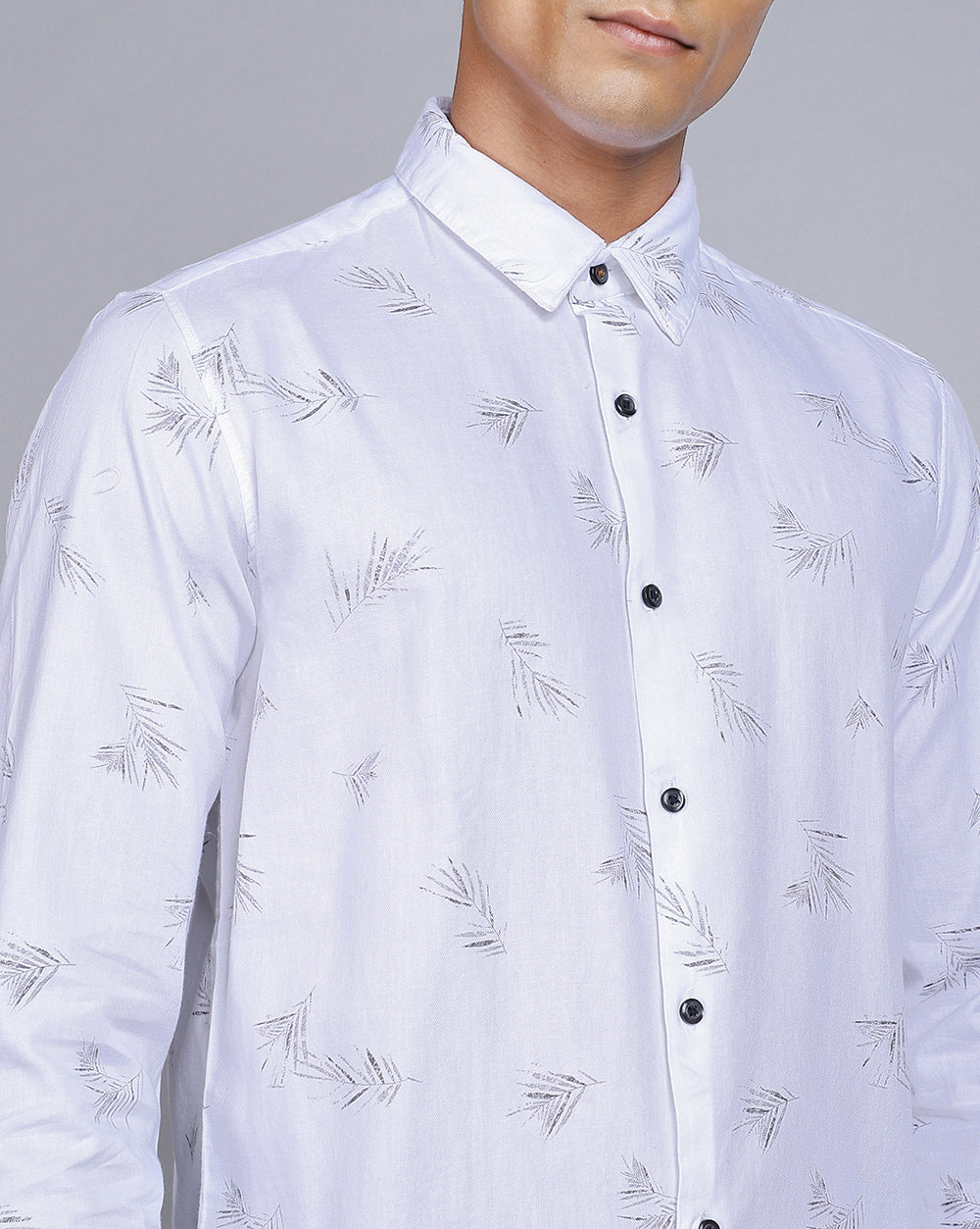 Printed Smart Casual Shirt-White