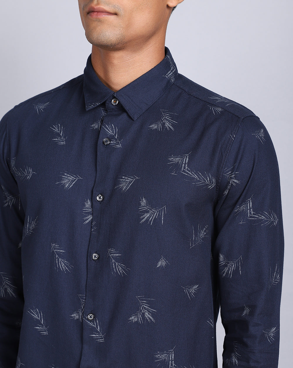 Printed Smart Casual Shirt-Navy Blue