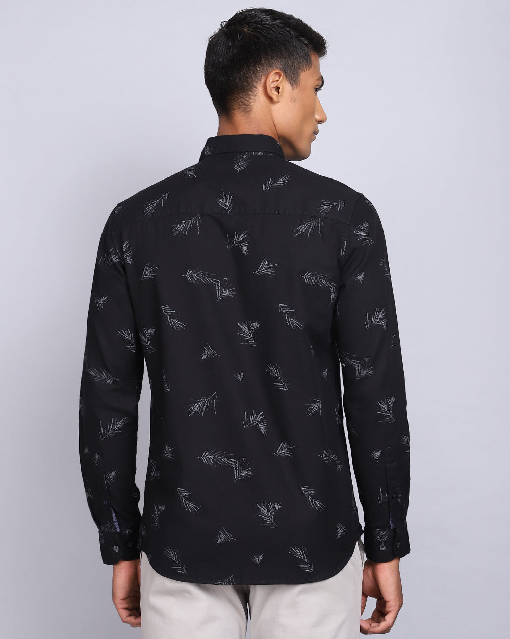 Printed Smart Casual Shirt-Gloomy black