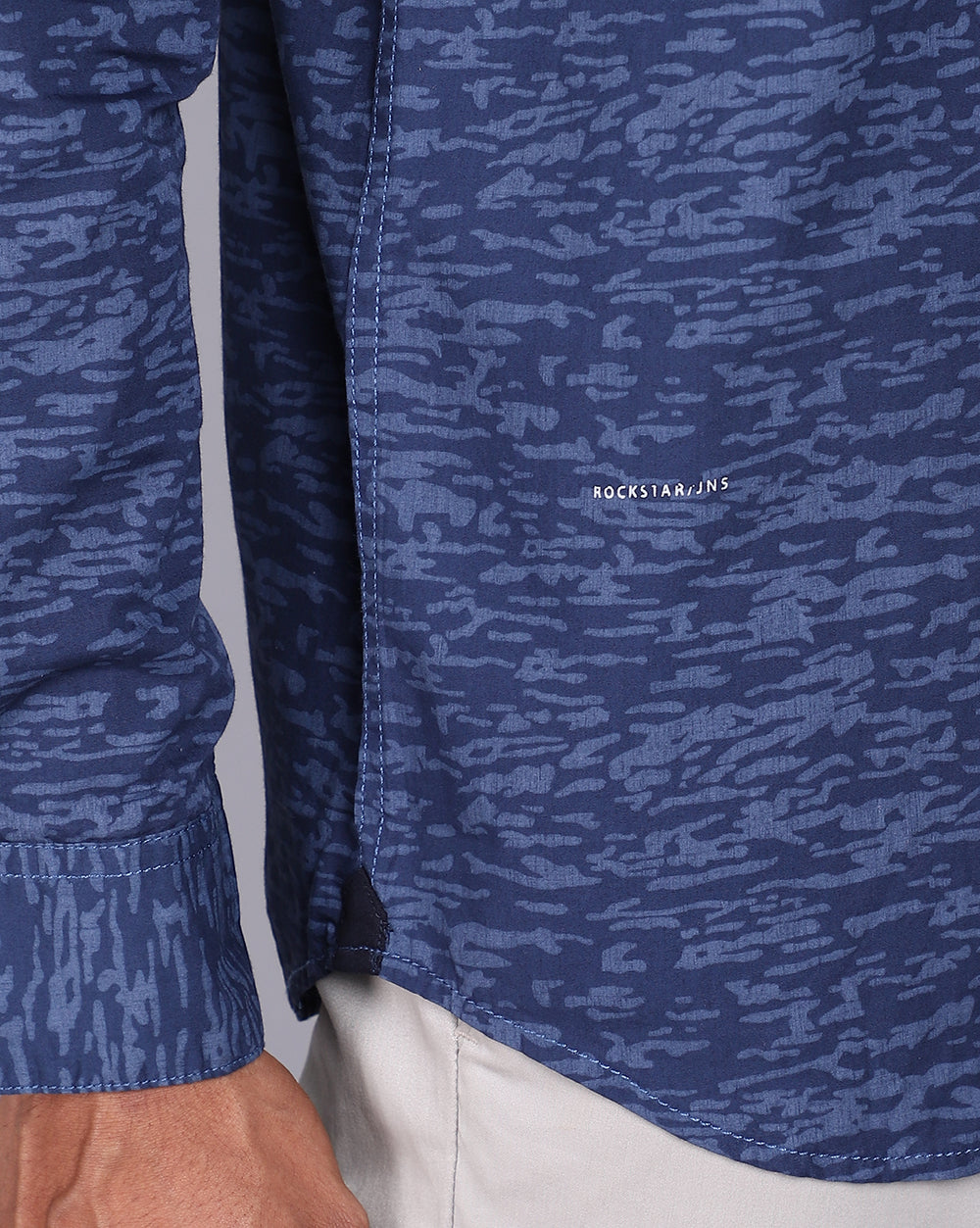Printed Smart Casual Shirt-Dark Blue