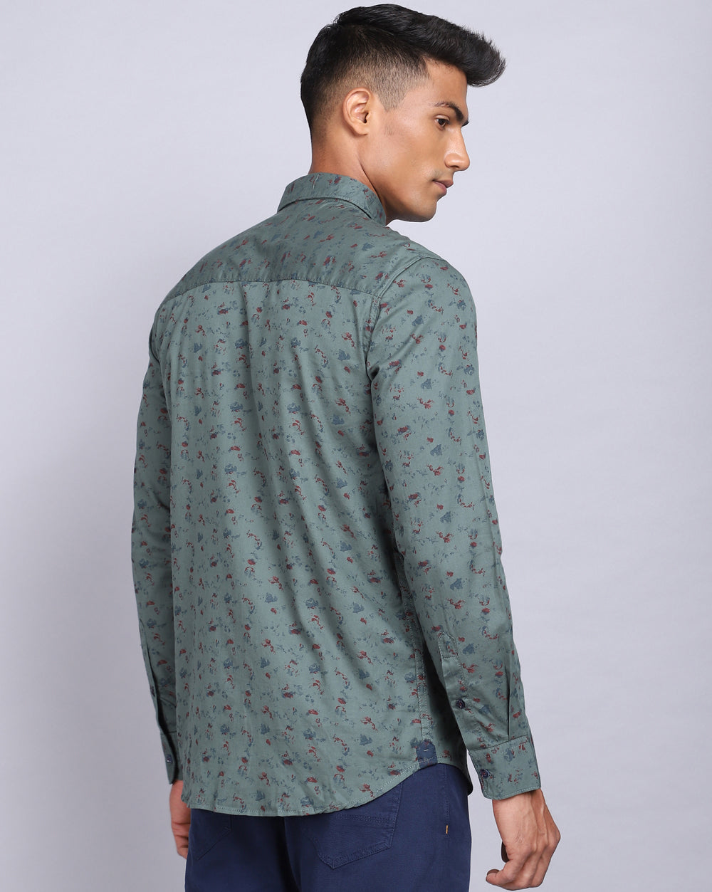 Printed Smart Casual Shirt-Green