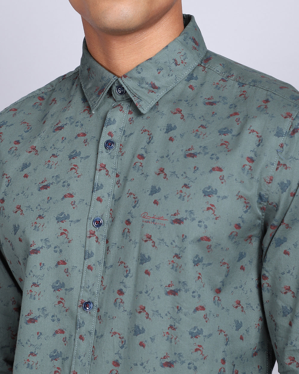 Printed Smart Casual Shirt-Green