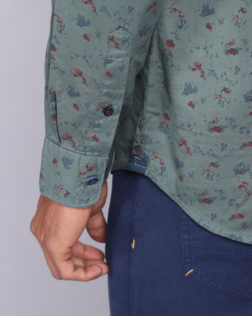 Printed Smart Casual Shirt-Green