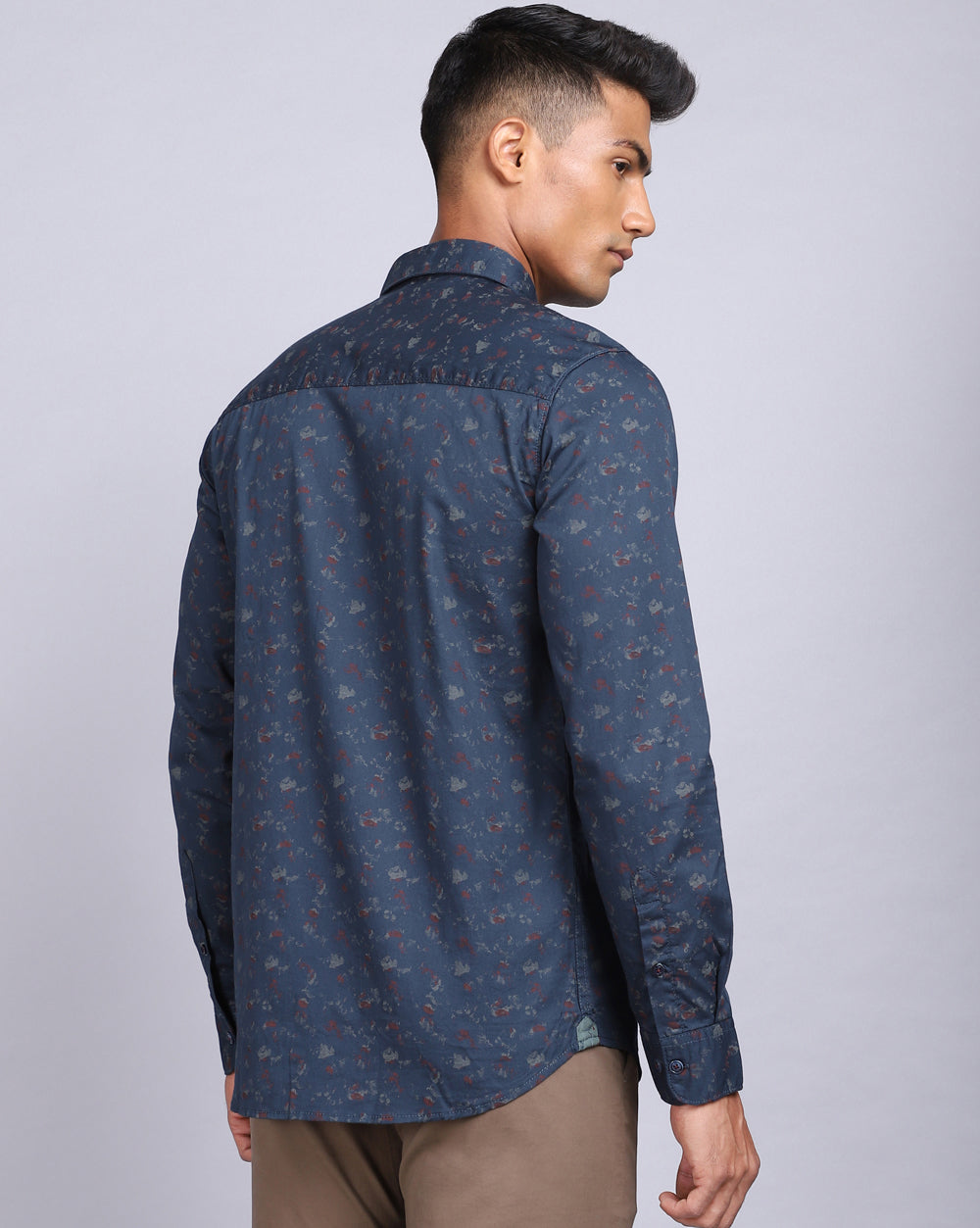 Printed Smart Casual Shirt-Teal