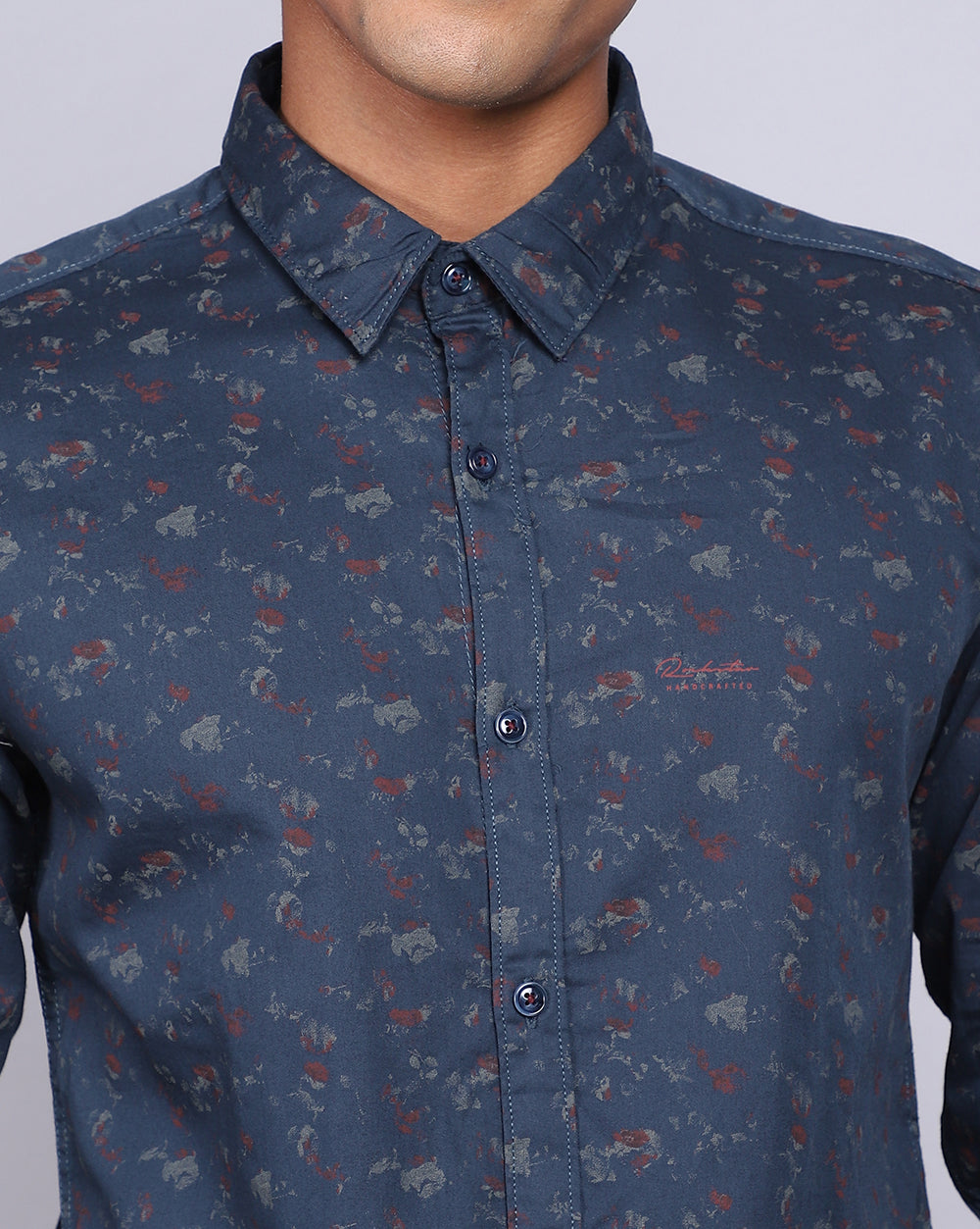 Printed Smart Casual Shirt-Teal