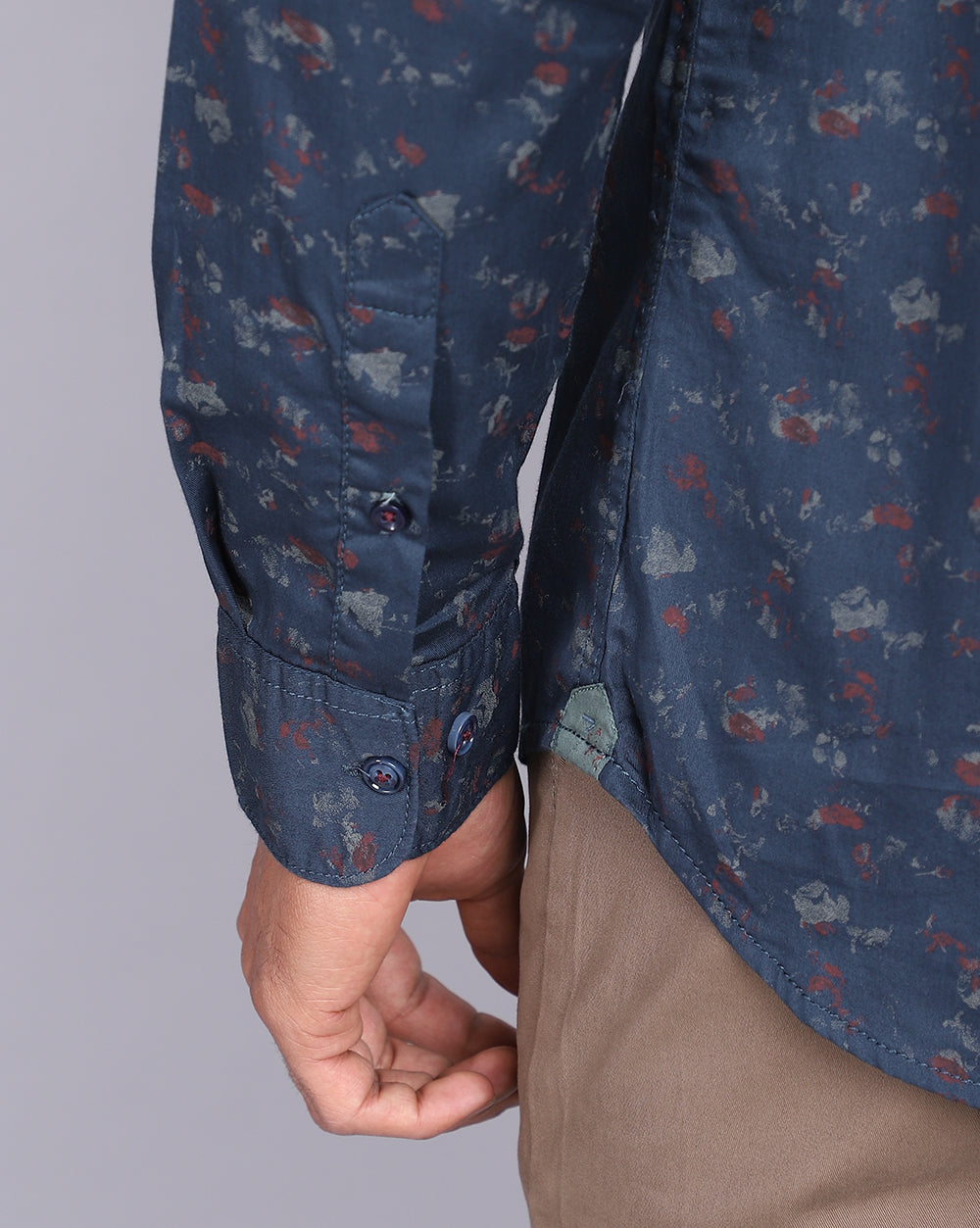 Printed Smart Casual Shirt-Teal