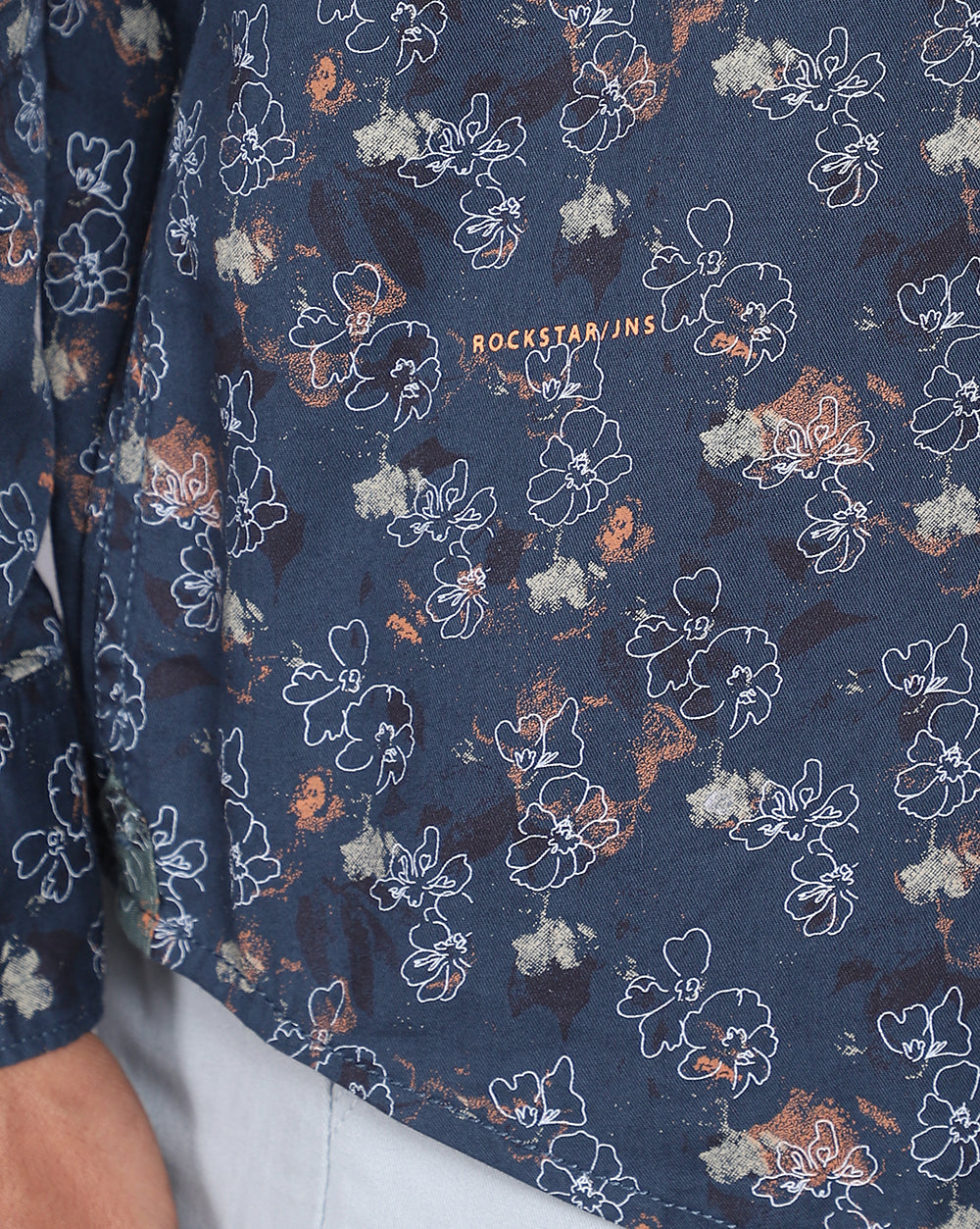 Printed Smart Casual Shirt-Petrol