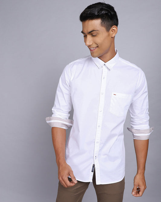 Solid Smart Casual Shirt-White