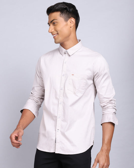 Solid Smart Casual Shirt-Light Grey