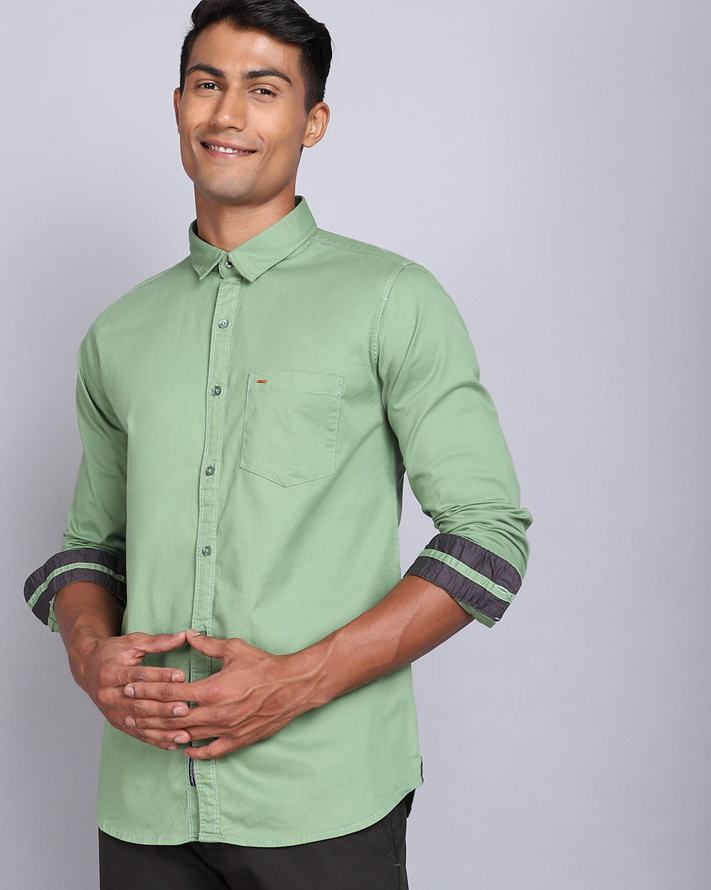 Solid Smart Casual Shirt-Green