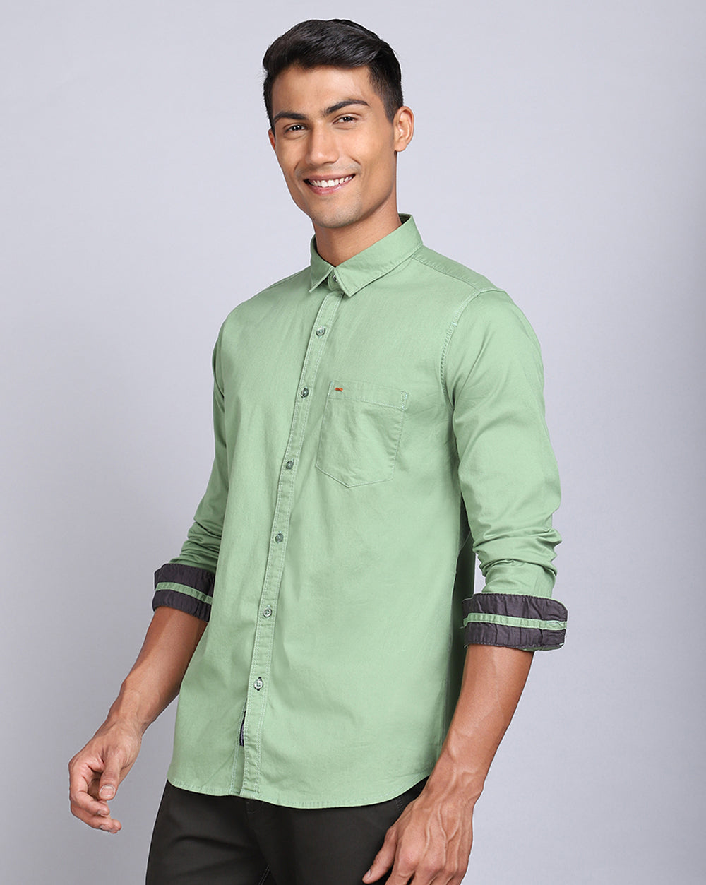 Solid Smart Casual Shirt-Green