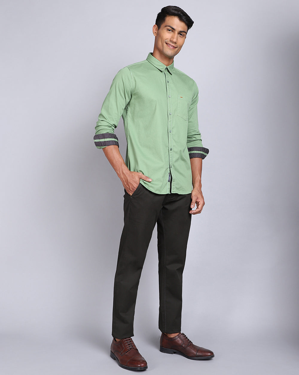 Solid Smart Casual Shirt-Green