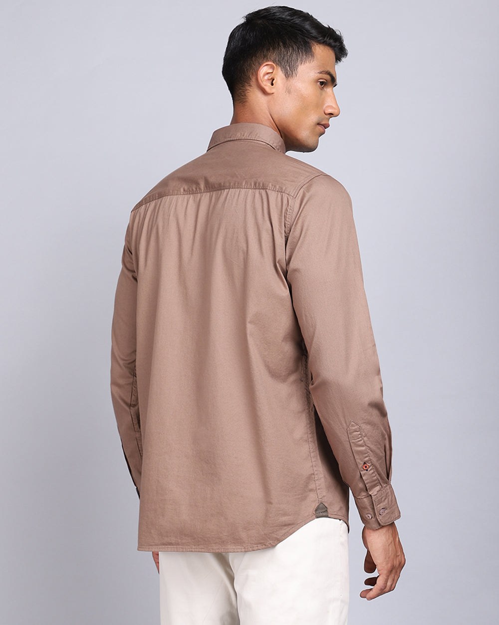 Solid Smart Casual Shirt-Brown