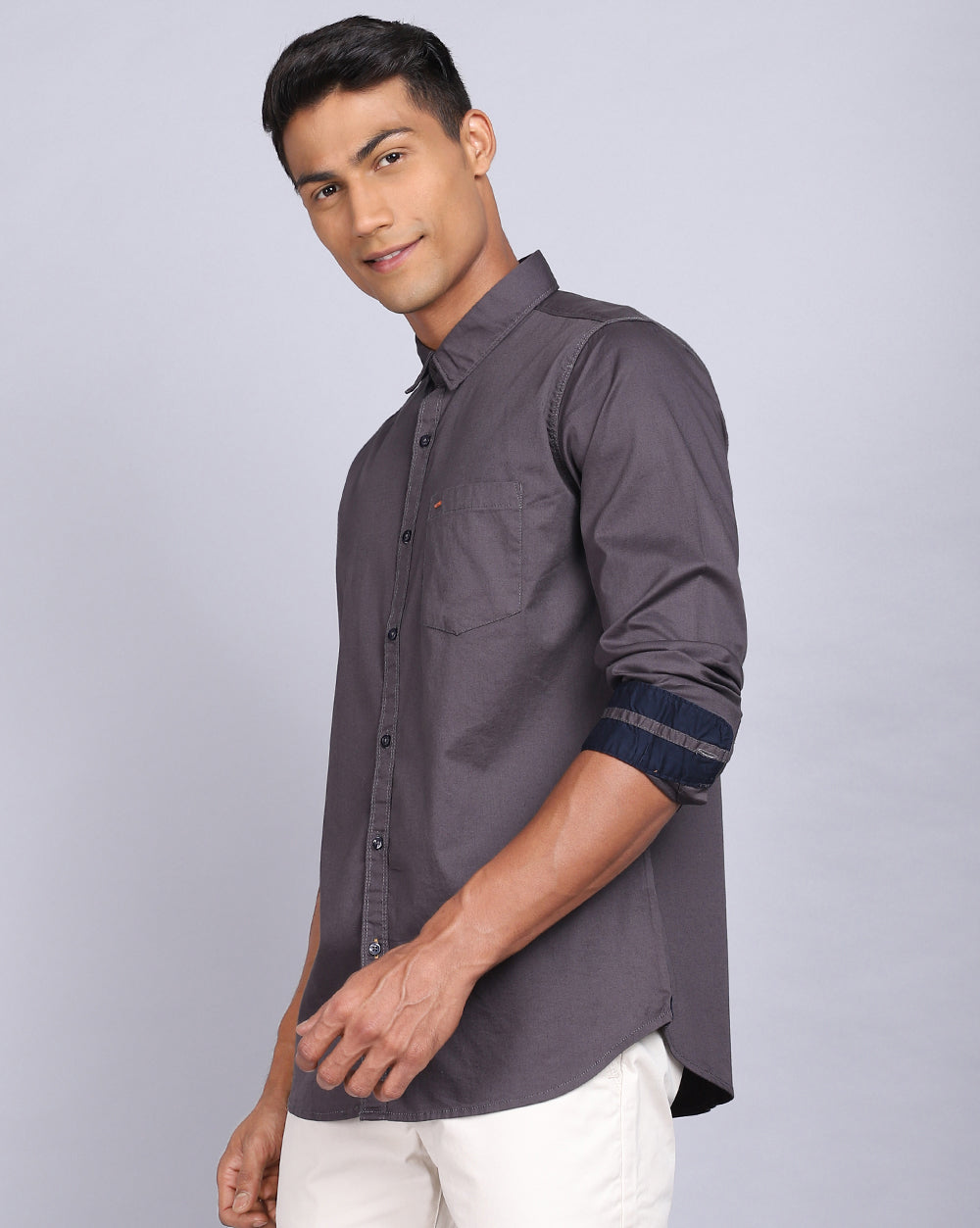 Solid Smart Casual Shirt-Charcoal