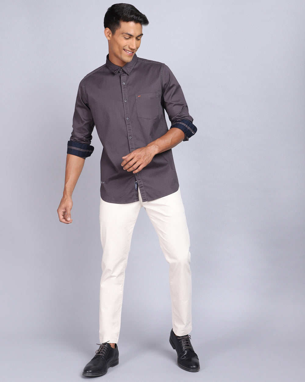 Solid Smart Casual Shirt-Charcoal