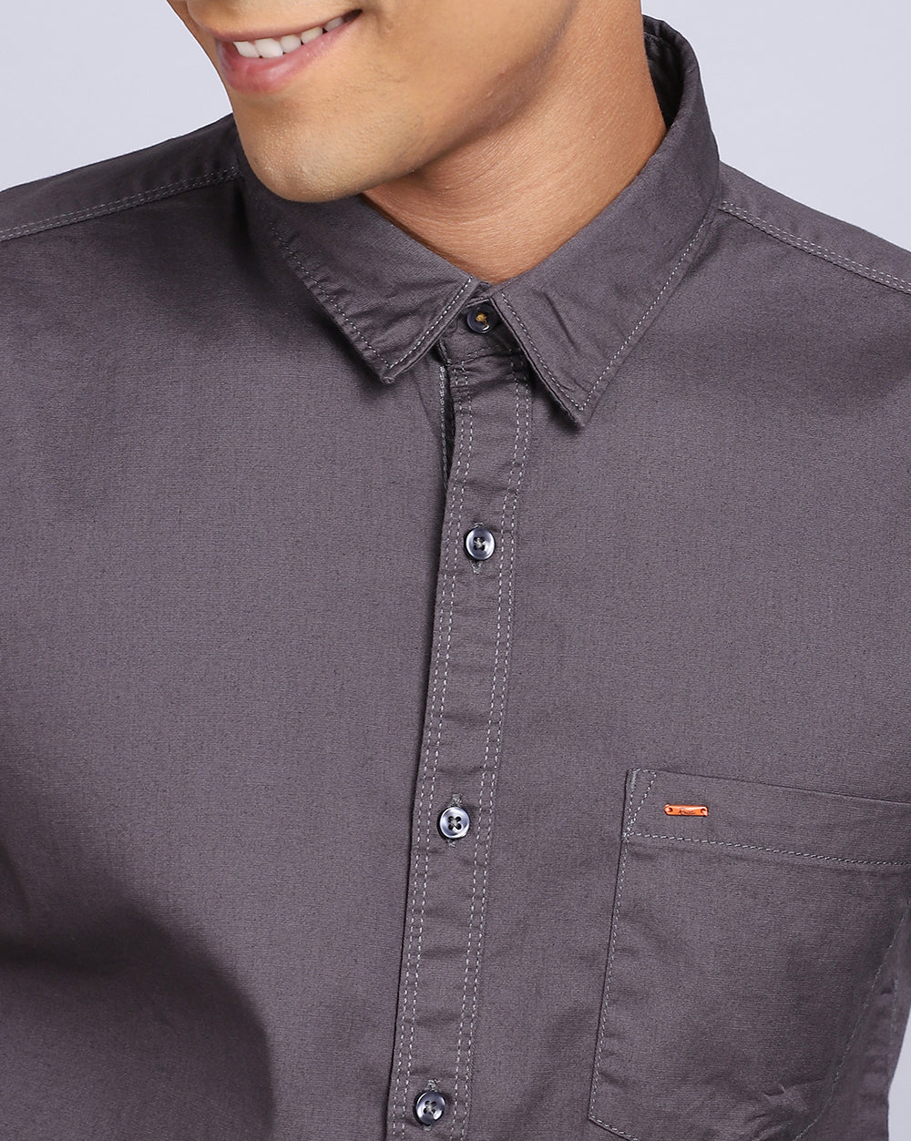 Solid Smart Casual Shirt-Charcoal