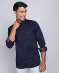 Solid Smart Casual Shirt-Navy