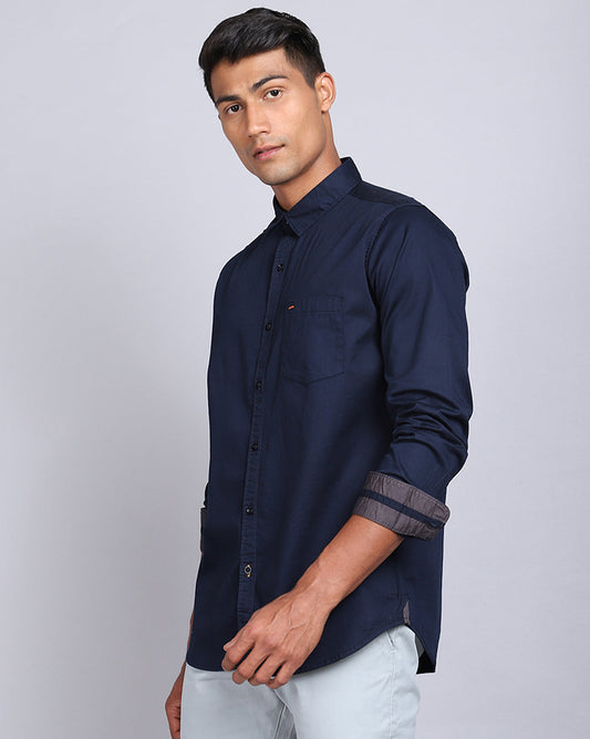 Solid Smart Casual Shirt-Navy