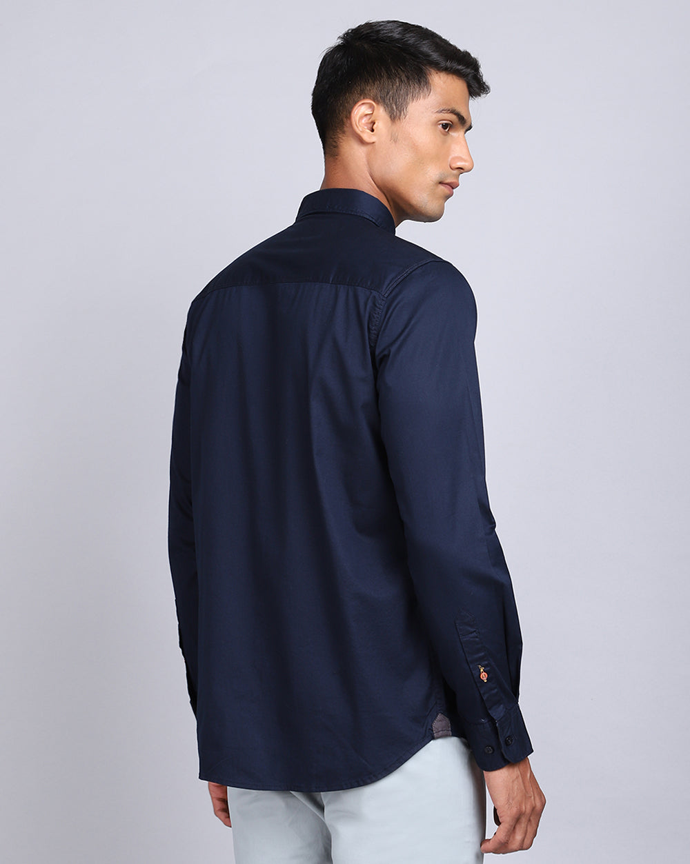 Solid Smart Casual Shirt-Navy