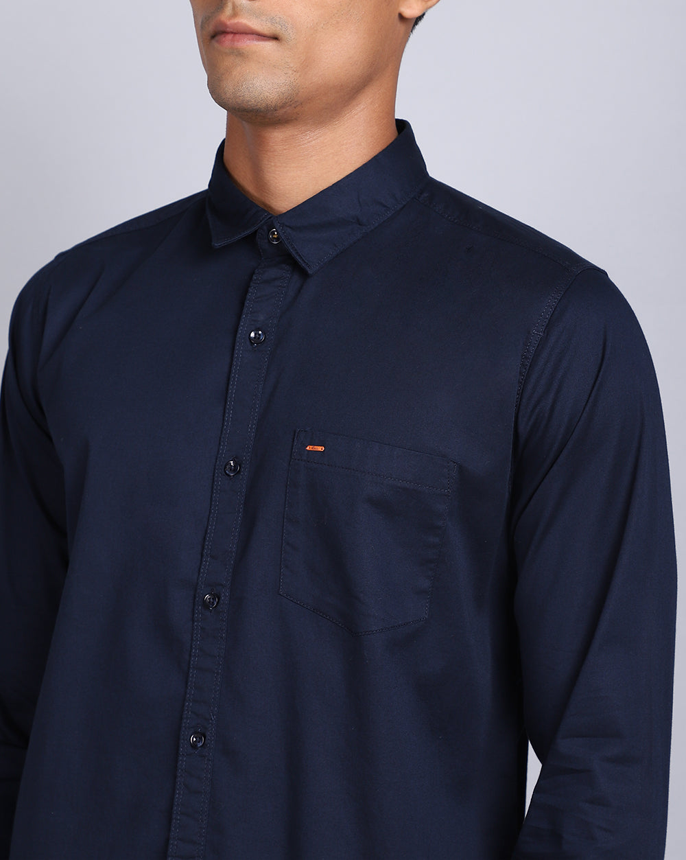 Solid Smart Casual Shirt-Navy