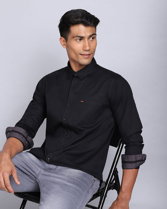 Solid Smart Casual Shirt-Black