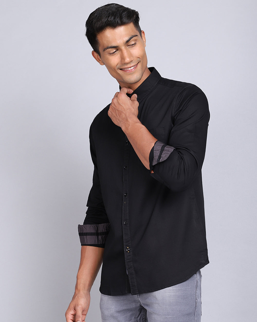 Solid Smart Casual Shirt-Black
