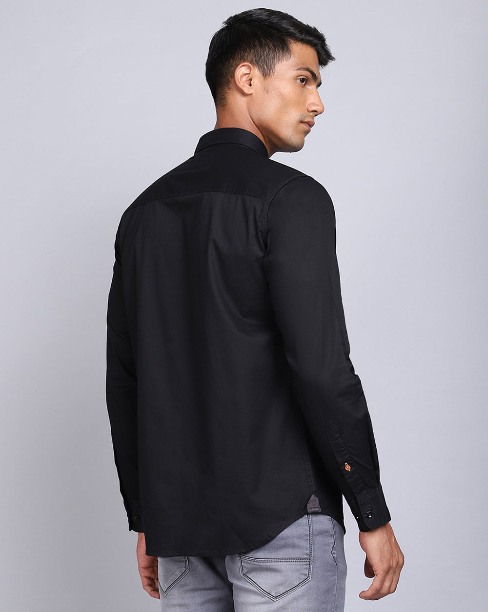 Solid Smart Casual Shirt-Black