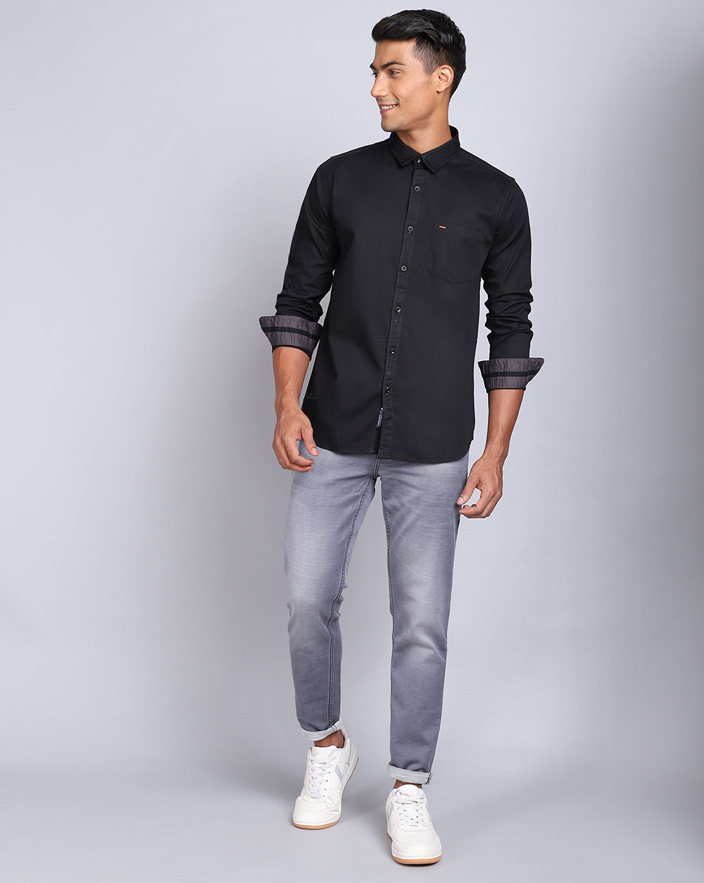 Solid Smart Casual Shirt-Black