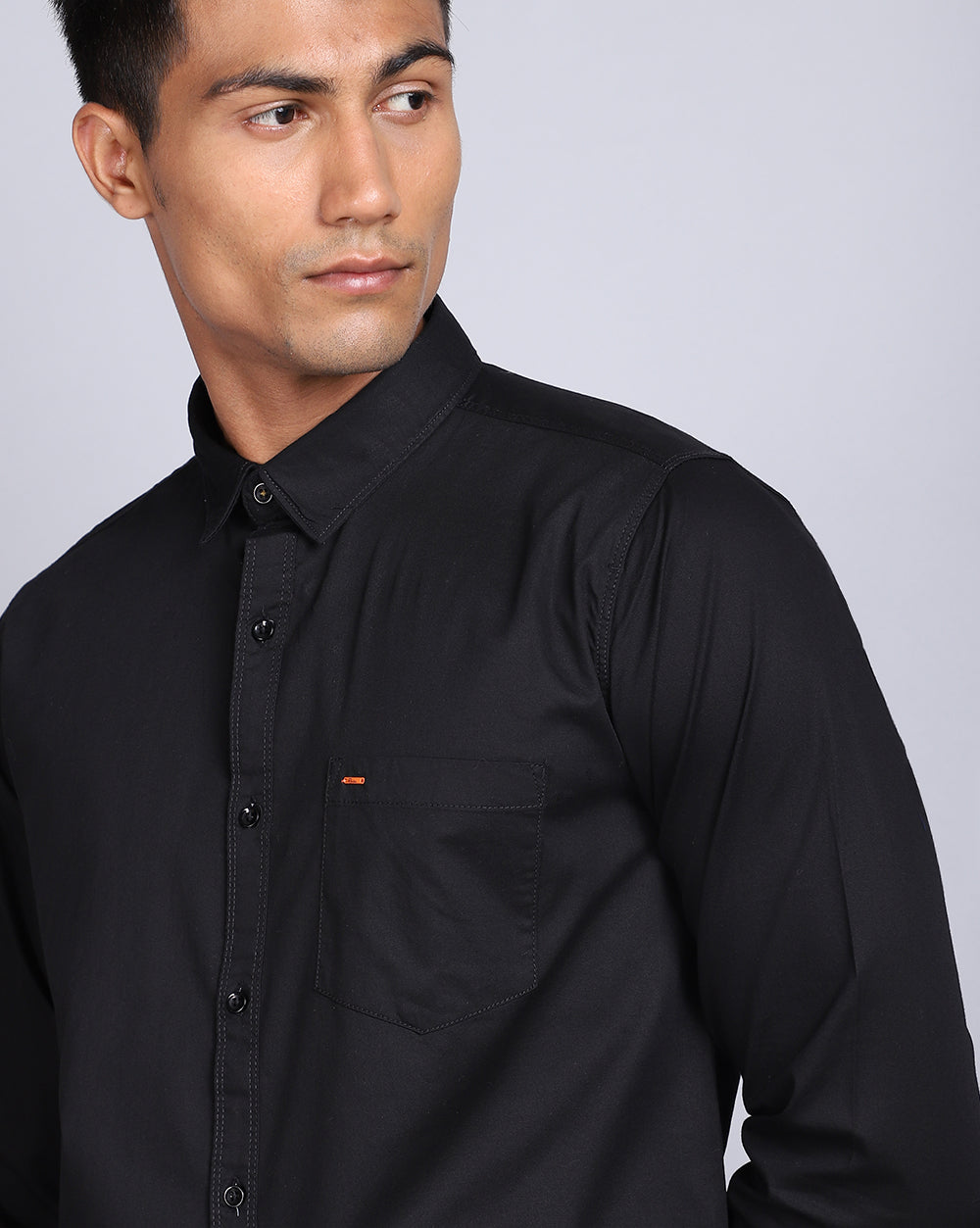 Solid Smart Casual Shirt-Black