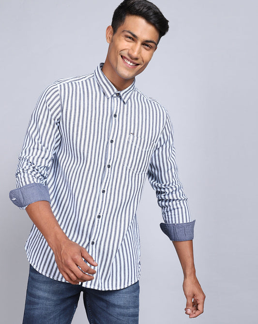 Smart Casual Striped Shirt-Indigo White