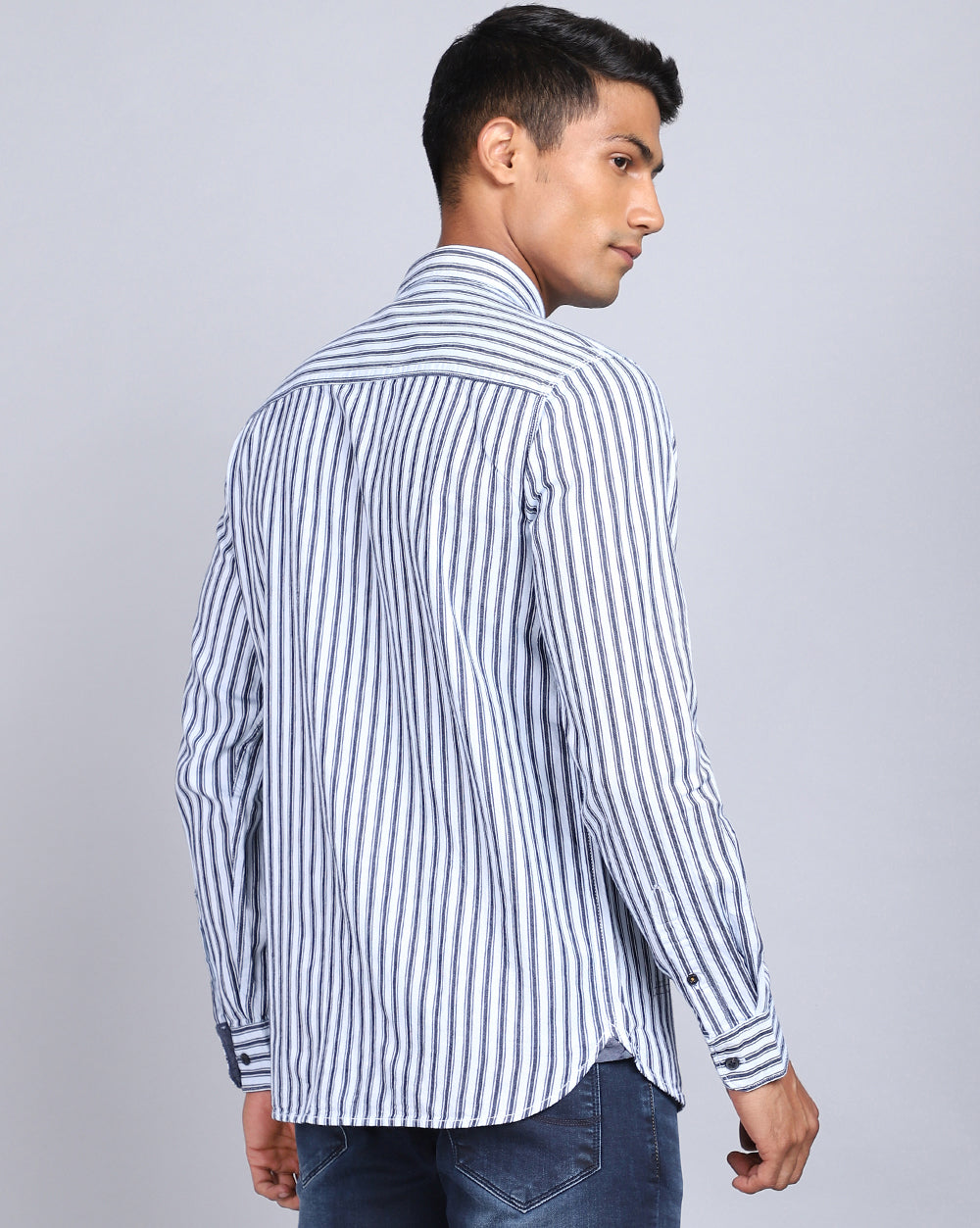 Smart Casual Striped Shirt-Indigo White
