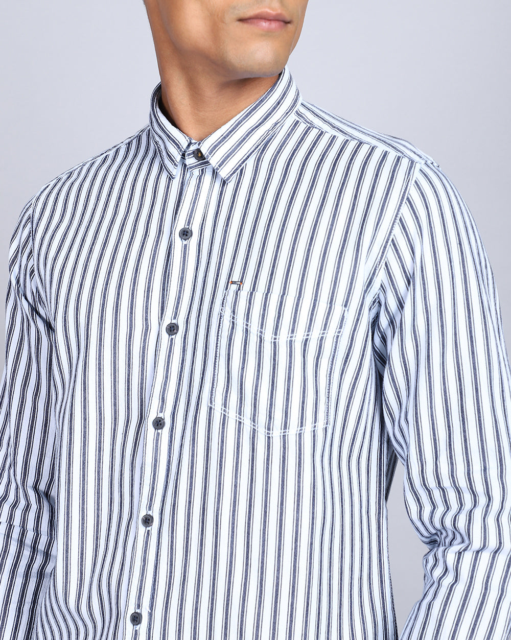 Smart Casual Striped Shirt-Indigo White