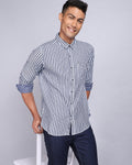 Smart Casual Striped Shirt-Indigo
