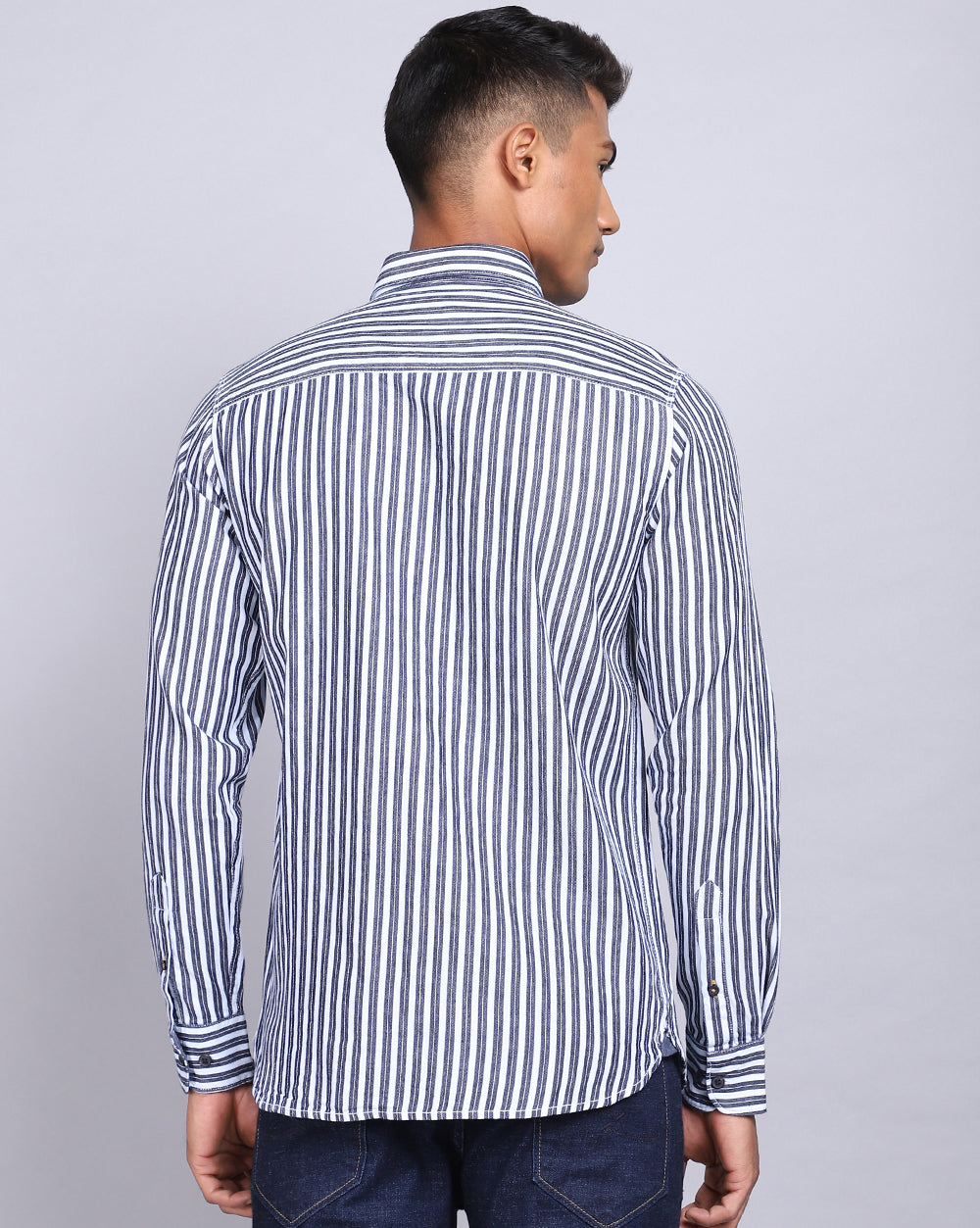 Smart Casual Striped Shirt-Indigo