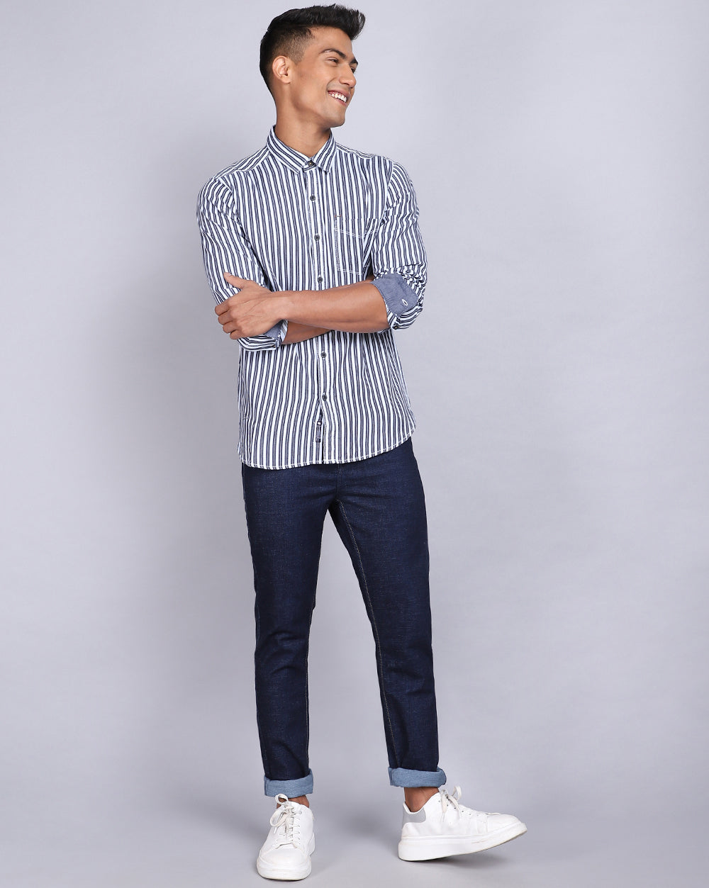 Smart Casual Striped Shirt-Indigo