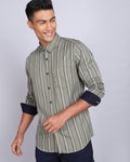 Smart Casual Striped Shirt-Olive