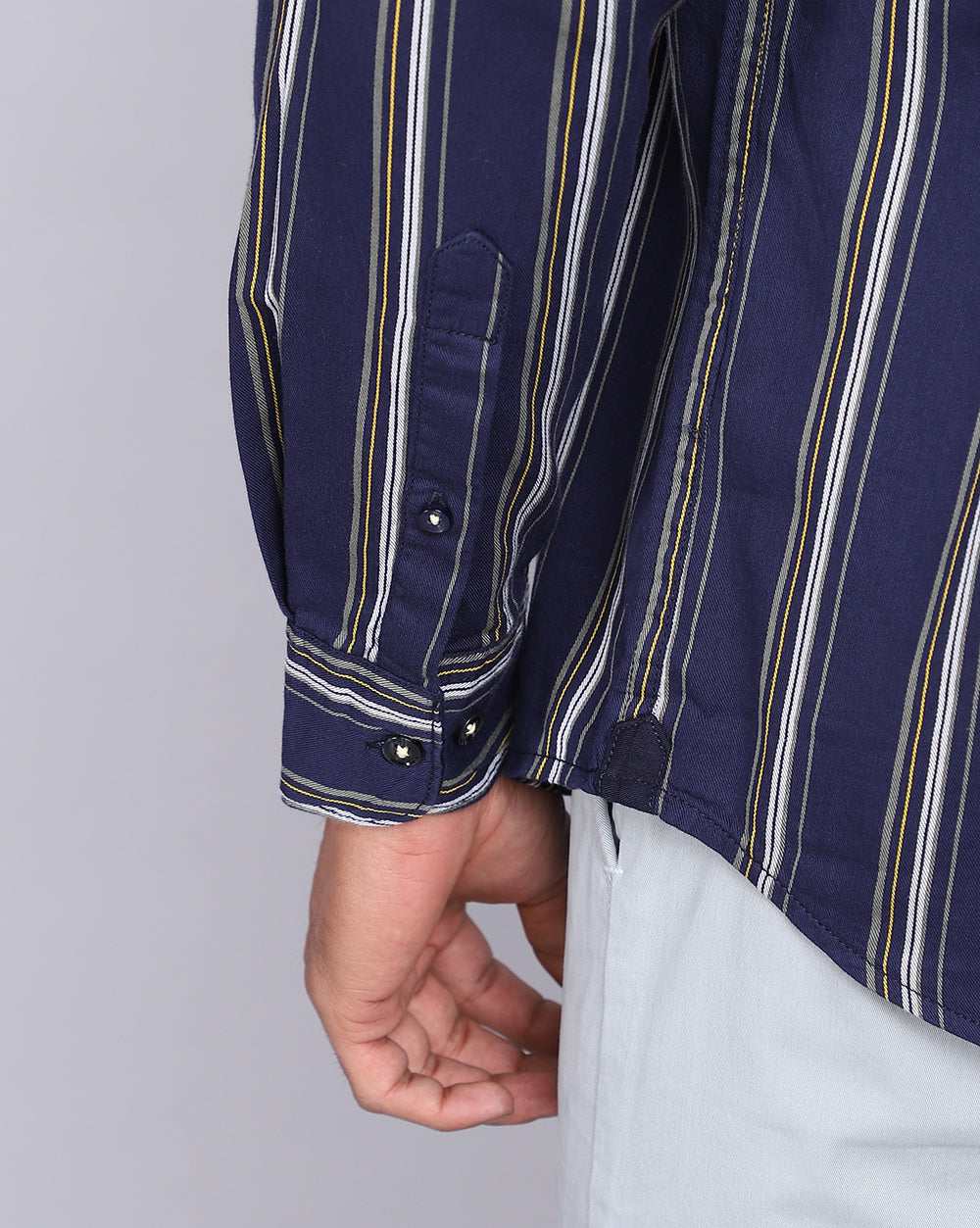 Smart Casual Striped Shirt-Indigo Blue