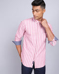 Smart Casual Striped Shirt-Red