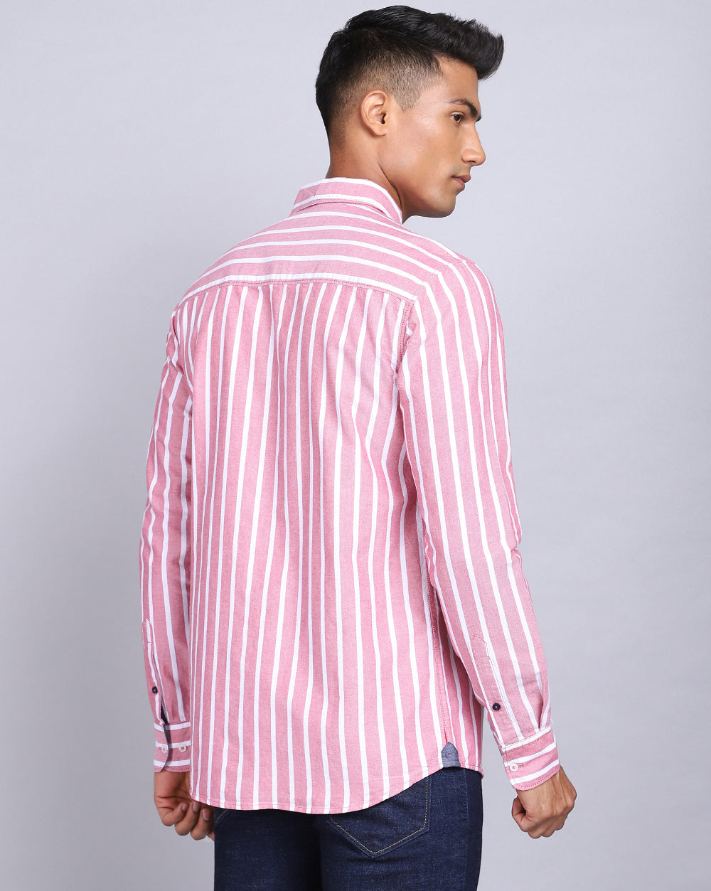 Smart Casual Striped Shirt-Red