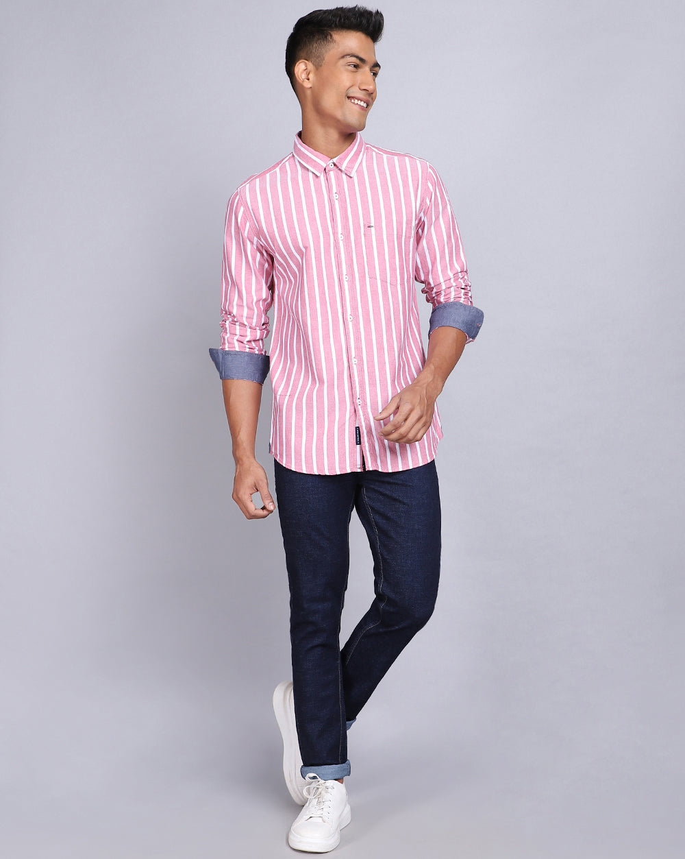 Smart Casual Striped Shirt-Red