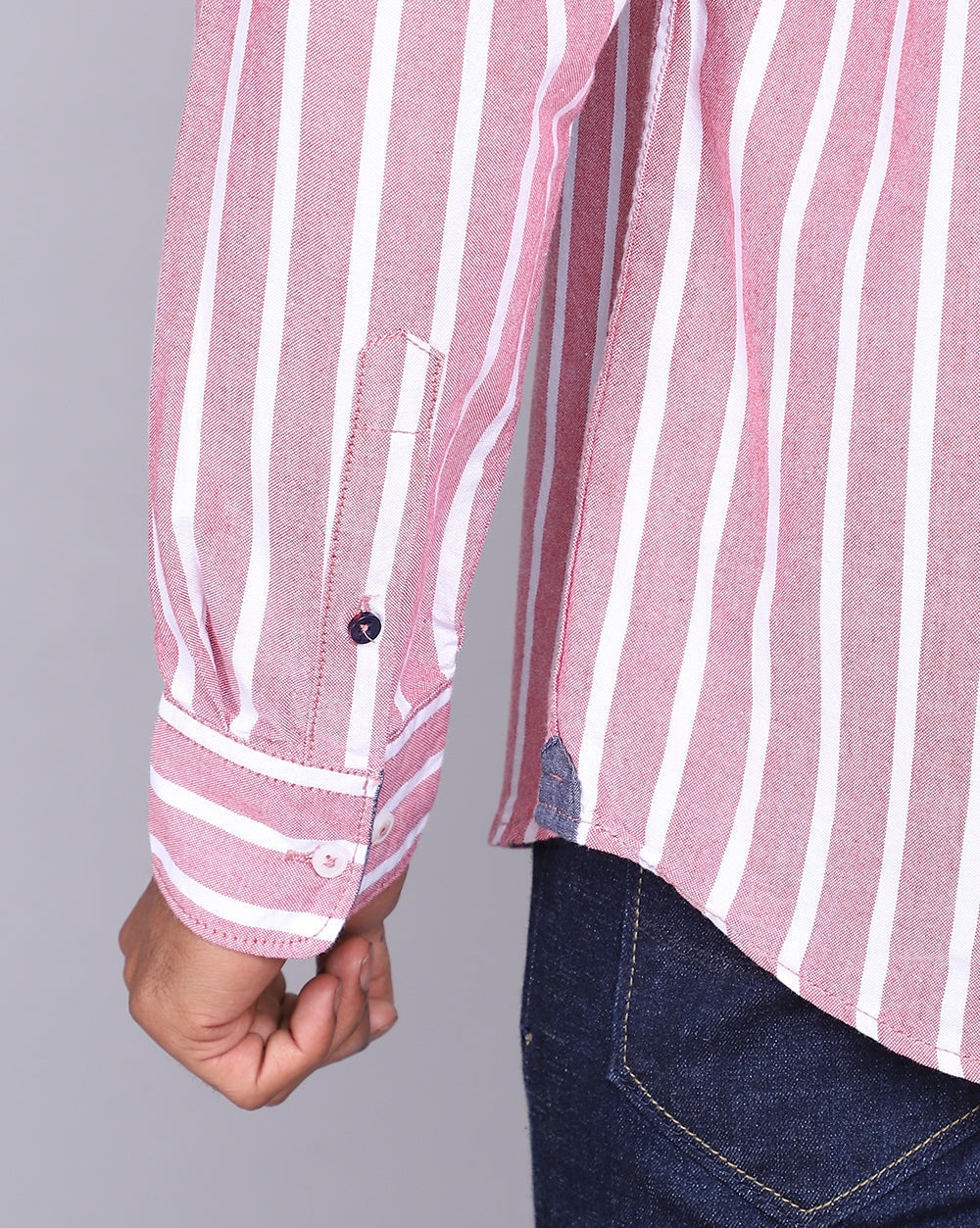 Smart Casual Striped Shirt-Red