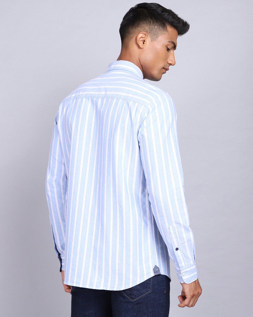 Smart Casual Striped Shirt-Sky Blue
