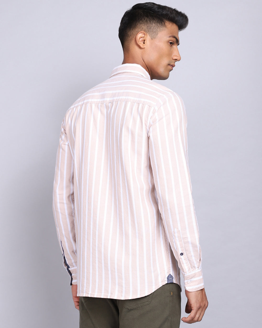 Smart Casual Striped Shirt-Beige