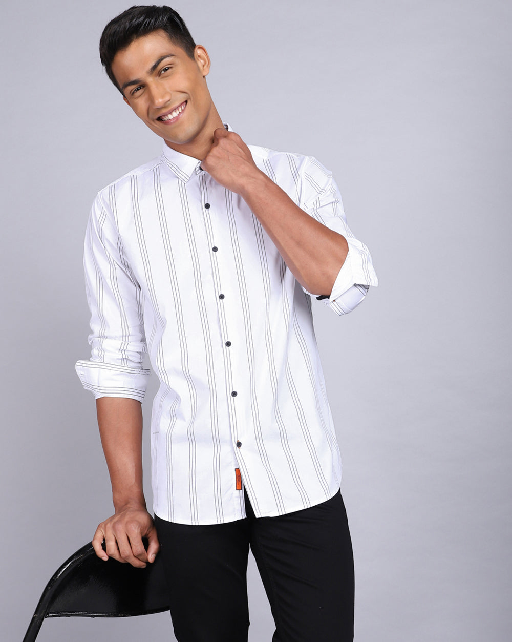Smart Casual Striped Shirt-White