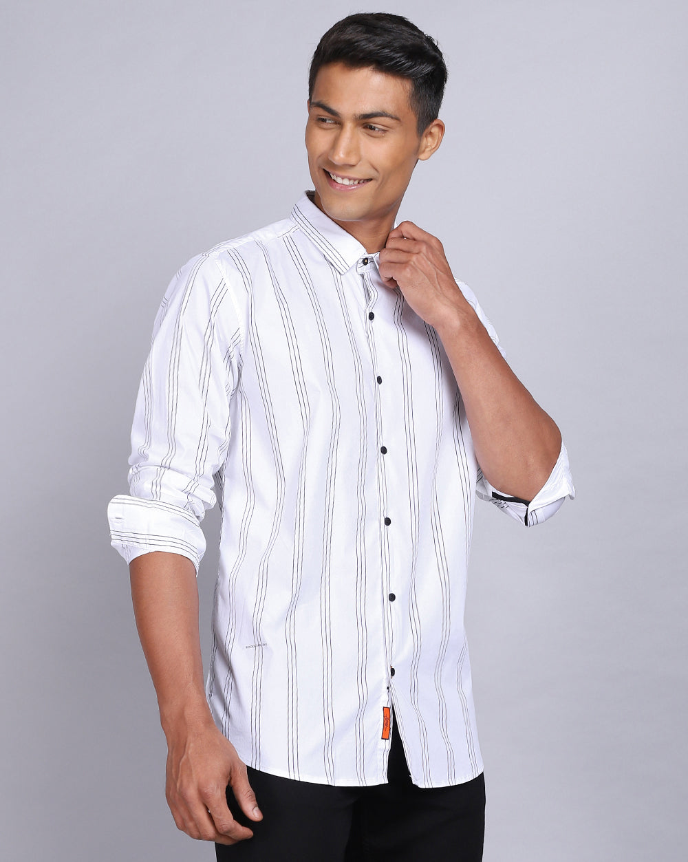 Smart Casual Striped Shirt-White